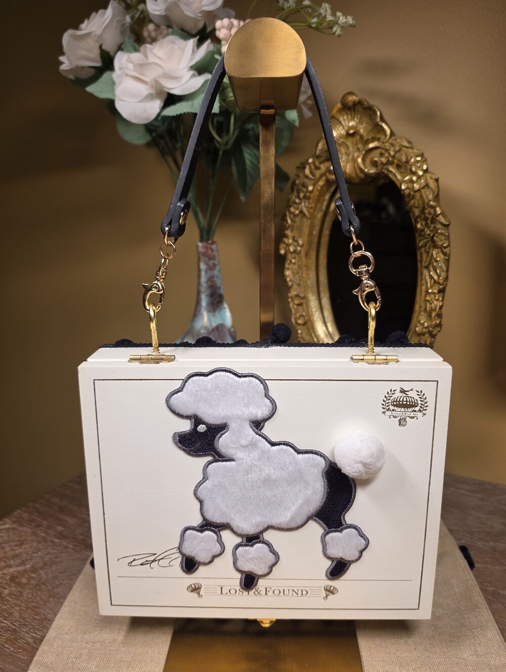 White Poodle Cigar Box Handbag - Lost & Found Handcrafted NWT! - Picture 5 of 5